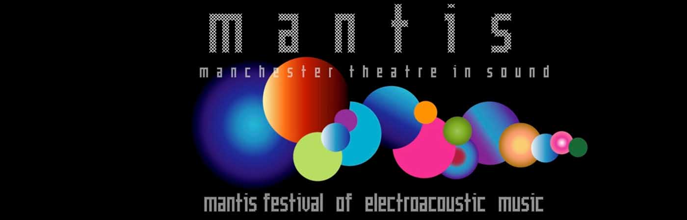 Mantis festival logo (coloured spheres on a black background)