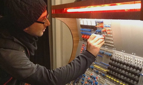 Sam Salem operating the Buchla modular Synth at the EMS studios in Stockholm